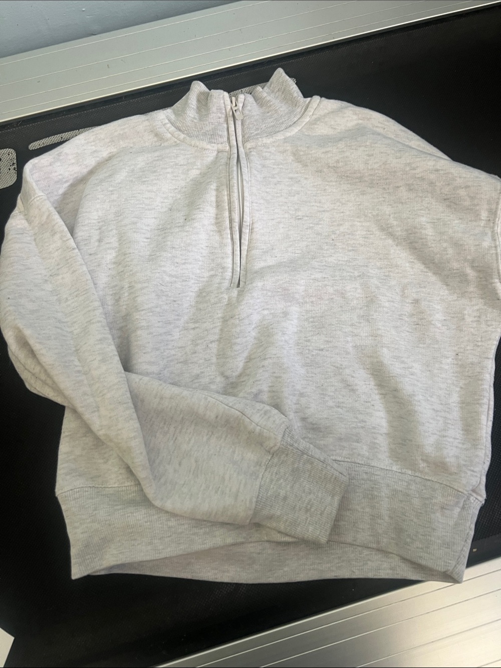 Women's Light Gray Half-Zip Pullover Sweatshirt